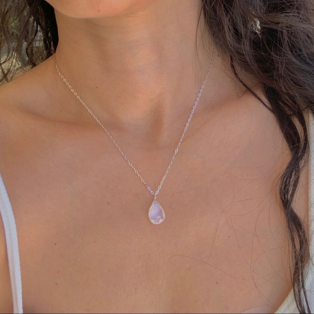 Rainbow Moonstone Necklace 925 Sterling Silver